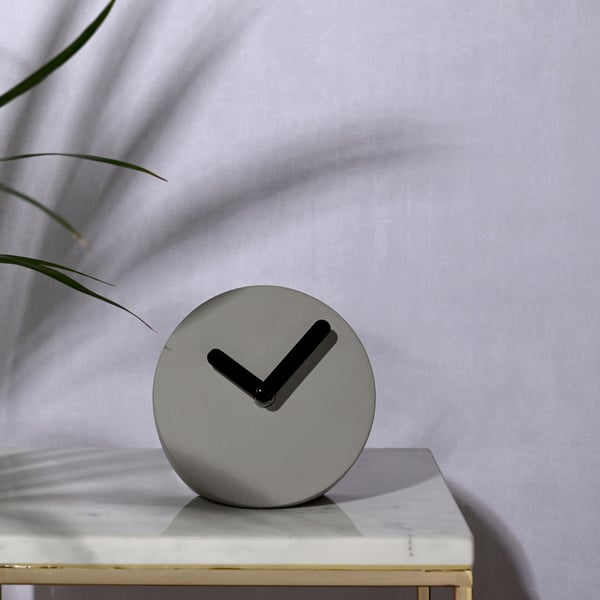 Interval Round Cement Mantel Clock - 13cm