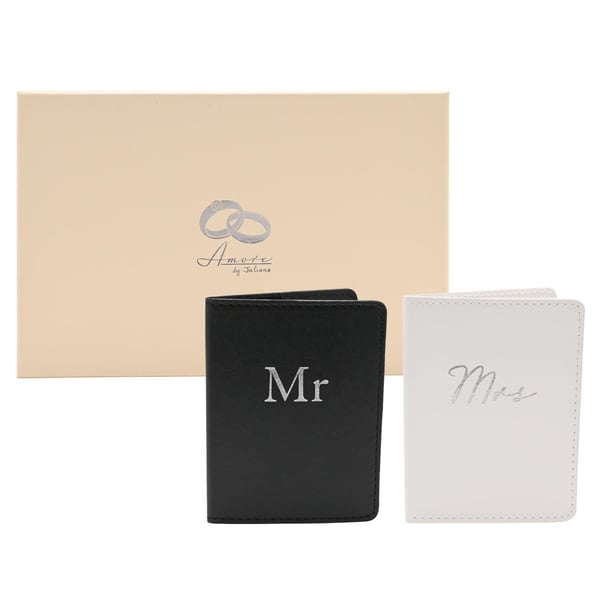 Amore 2 passinpidikkeen setti musta ja valkoinen - 'Mr & Mrs'