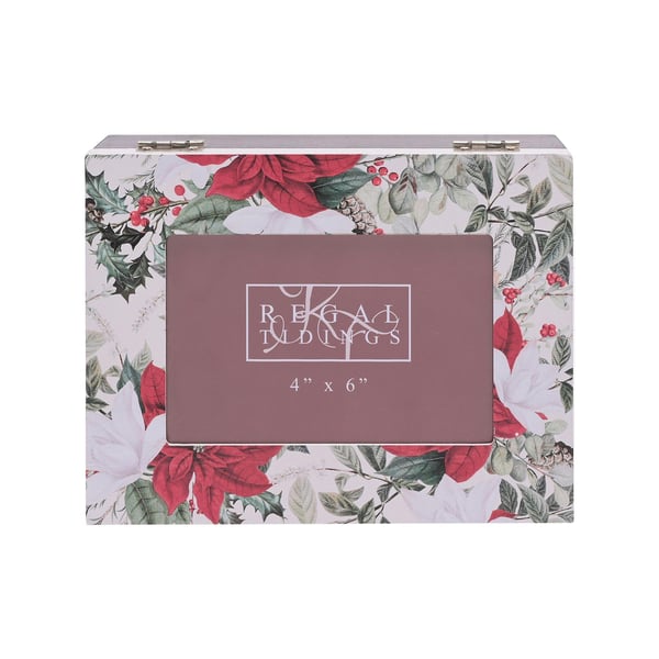 Poinsettia Design Storage Box with 6 x 4 Photo Aperture