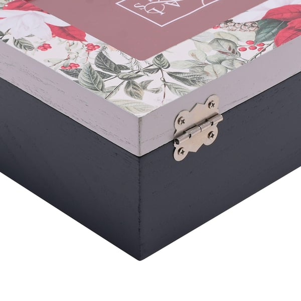 Poinsettia Design Storage Box with 6 x 4 Photo Aperture