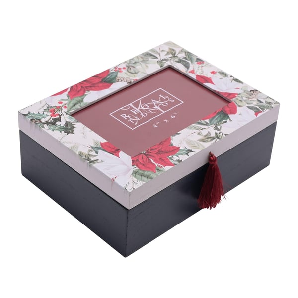 Poinsettia Design Storage Box with 6 x 4 Photo Aperture