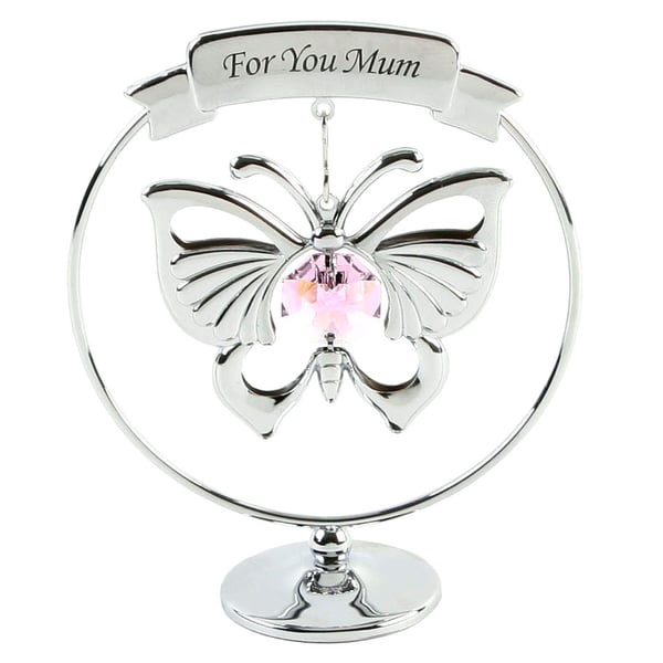 Crystocraft For You Mum Chrome Plated Butterfly Ornament