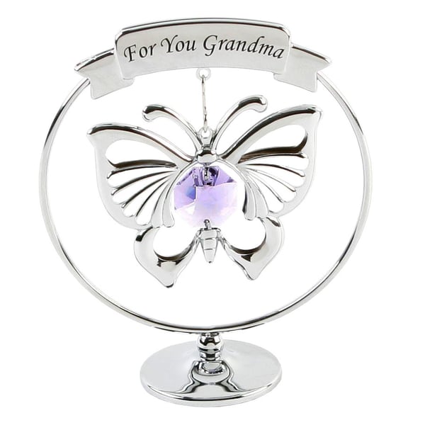 Crystocraft For You Grandma Chrome Plated Butterfly Ornament