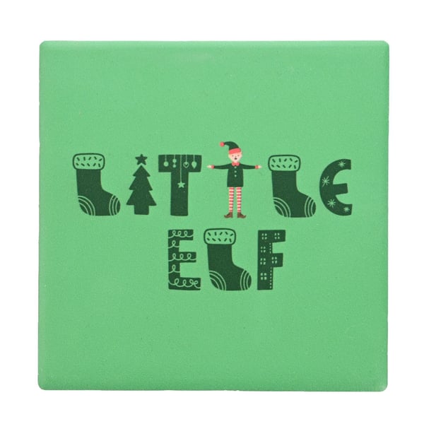 The Seasonal Gift Co. Mr Claus, Mrs Claus, Little Elf Ceramic Square Coasters (Pack Of 3)