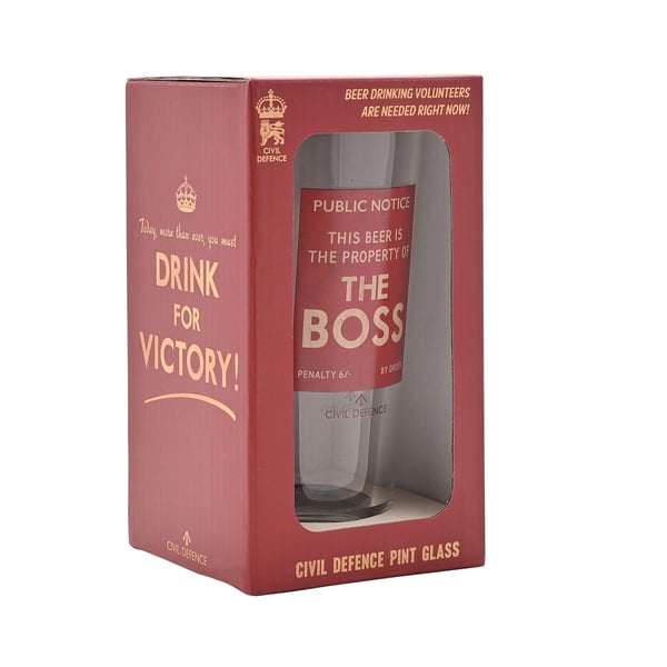 Harvey Makin Civil Defence The Boss Pint Glass