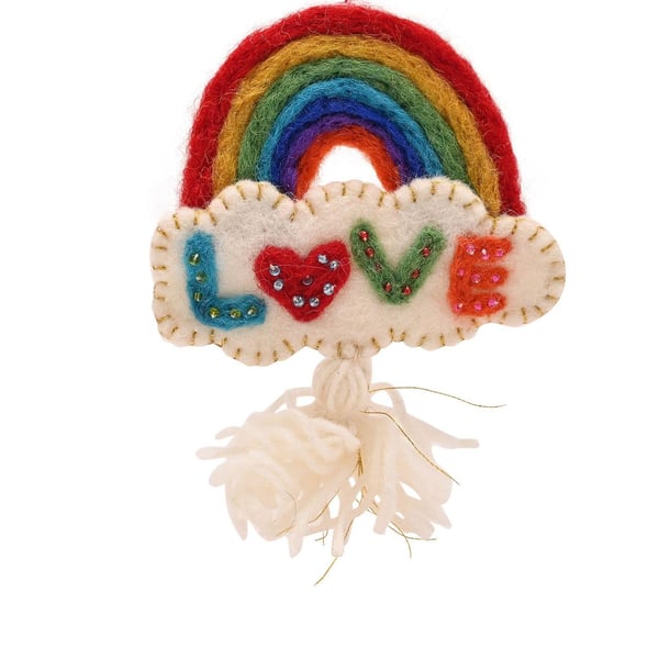 The Seasonal Gift Co. Love Felt Rainbow Hanging Decoration