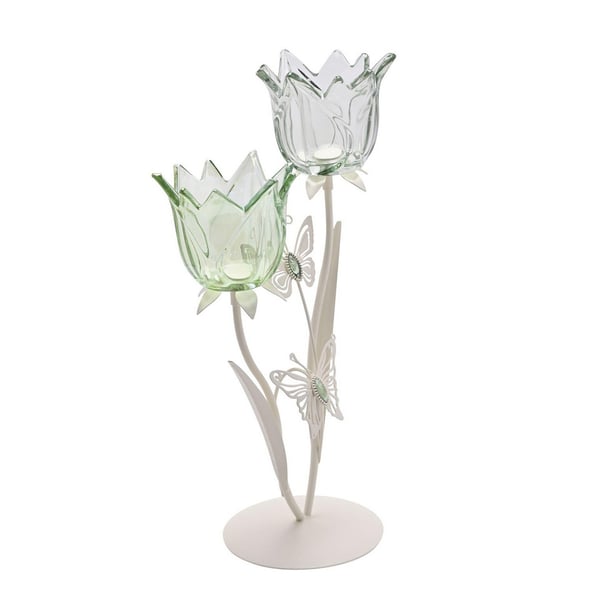 Hestia Glass Stem Double Candle Holder