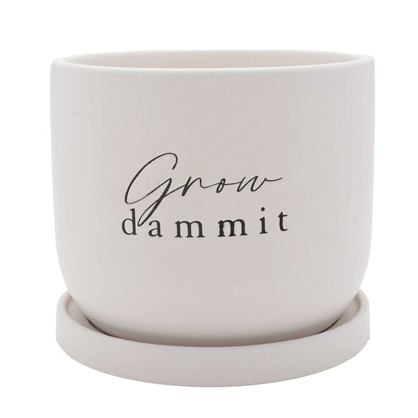 Country Living Grow Damn It Ceramic Plant Pot