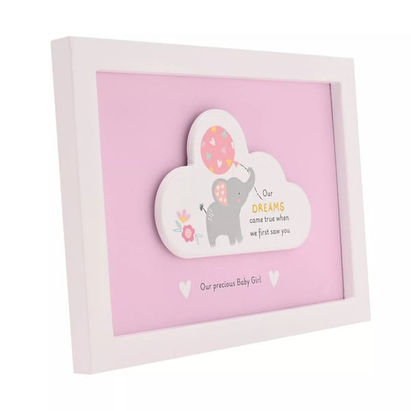 Celebrations Hello Baby Girl Dream Cloud Framed Plaque