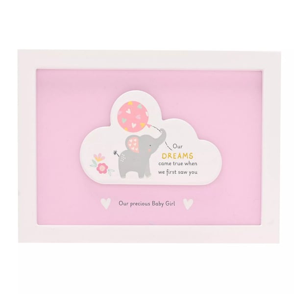 Celebrations Hello Baby Girl Dream Cloud Framed Plaque
