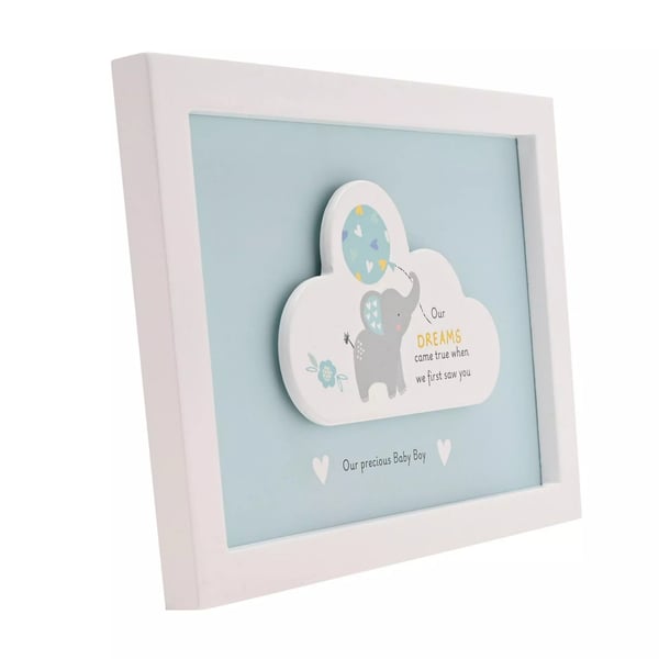 Celebrations Hello Baby Boy Dream Cloud Framed Plaque