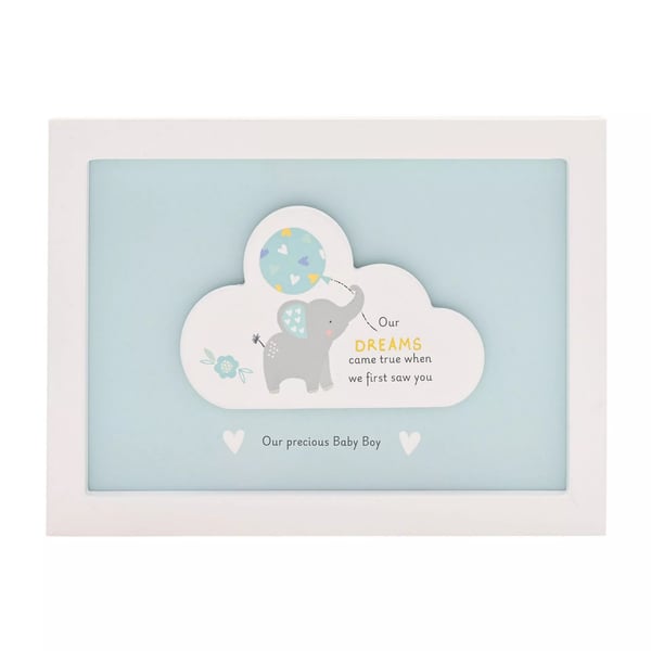 Celebrations Hello Baby Boy Dream Cloud Framed Plaque