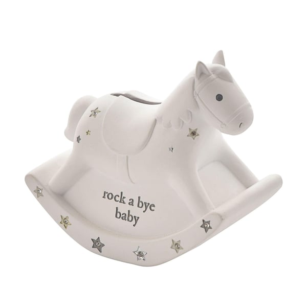 Bambino White Resin Money Box - Rocking Horse *(24/48)* Bambino White Resin Money Box - Rocking Horse *(24/48)*