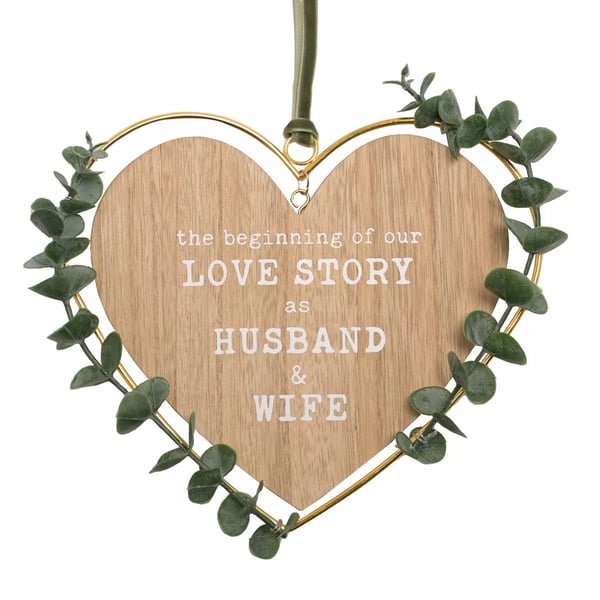 Celebrations Love Story Husband & Wife Heart Plaque