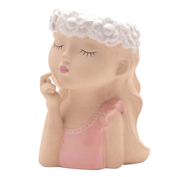 Country Living Ceramic Planter Large - Fingers On Lips Girl