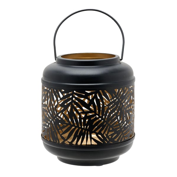 Country Living musta metallinen lehtilyhty kultaisella sisäosalla - 17cm korkea