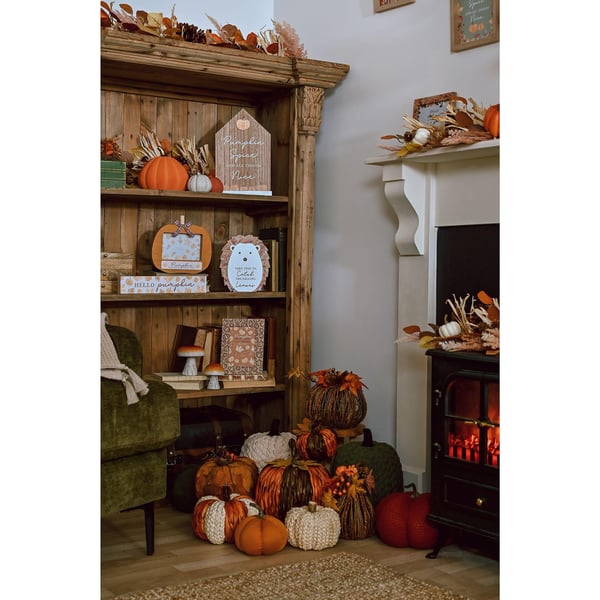Country Living Woven Natural Leaves Pumpkin 20cm x 16cm