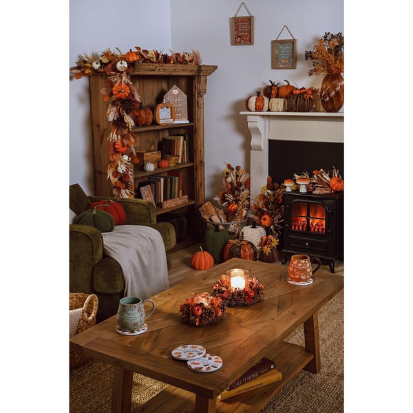 Country Living Woven Natural Leaves Pumpkin 20cm x 16cm