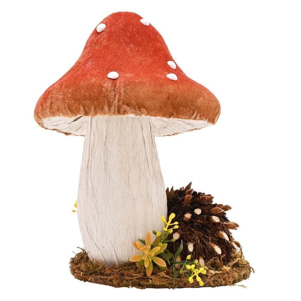 Country Living Natural Handmade Hedgehog Ornament with Mushroom