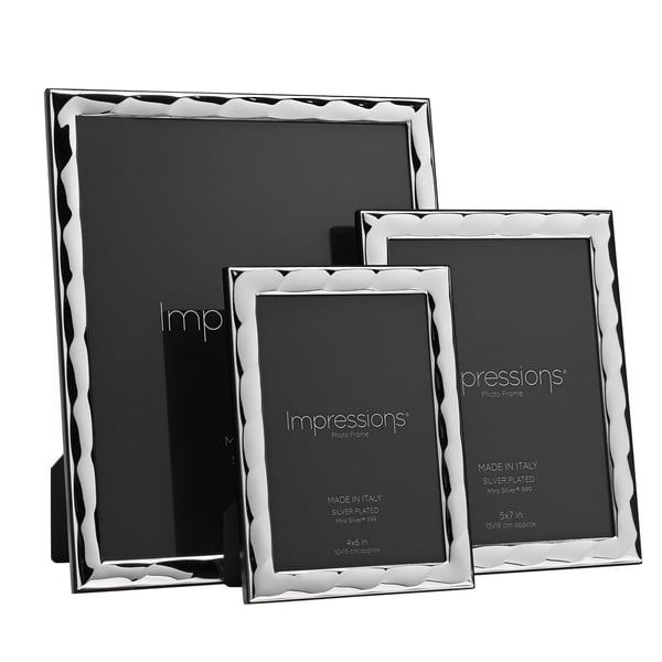 Impressions 999 Silver Bevelled Photo Frame 8 x 10 Wood Back Made In Italy