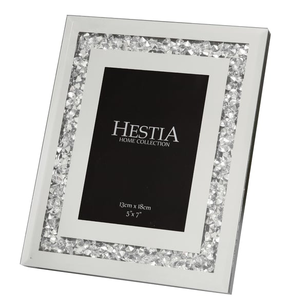 Hestia Mirror Glass with Crystal Egde Photo Frame 5 x 7 Hestia Mirror Glass with Crystal Egde Photo Frame 5 x 7