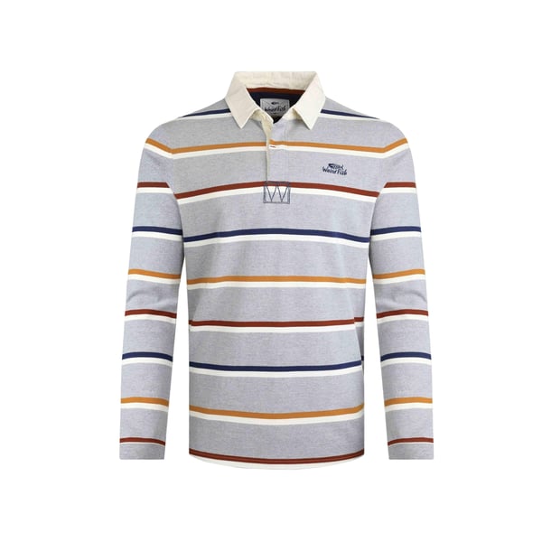 Weird Fish Mens Laxton Striped Organic Long-Sleeved Rugby Shirt