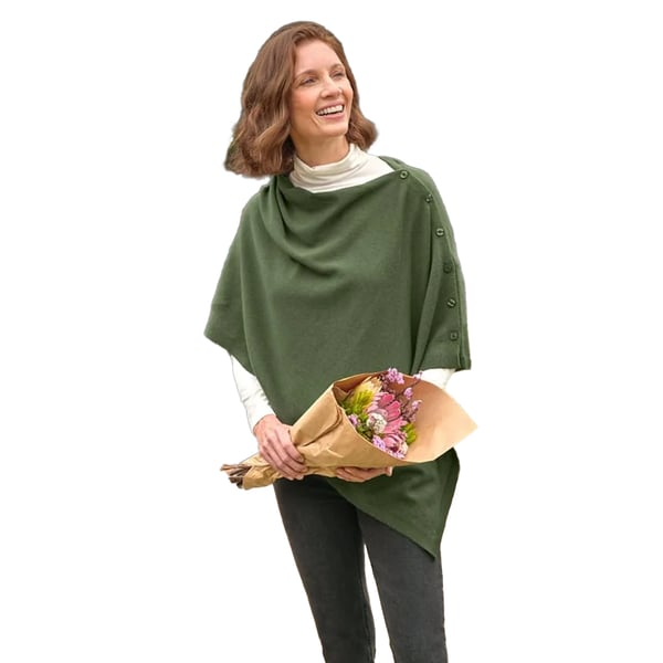 WoolOvers Womens/Ladies Plain Cashmere Button Poncho