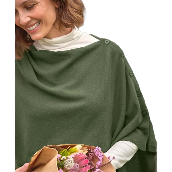 WoolOvers Womens/Ladies Plain Cashmere Button Poncho
