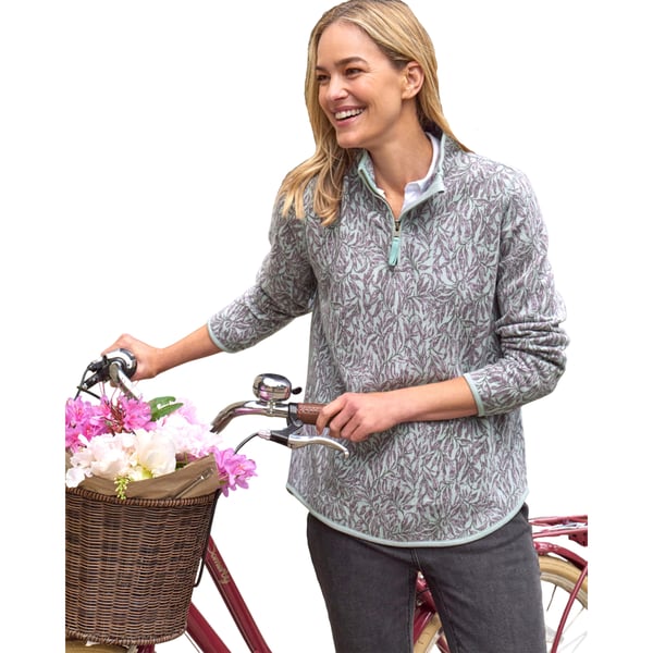 WoolOvers Womens/Ladies Textured Jacquard Quarter Zip Sweatshirt WoolOvers Womens/Ladies Textured Jacquard Quarter Zip Sweatshirt