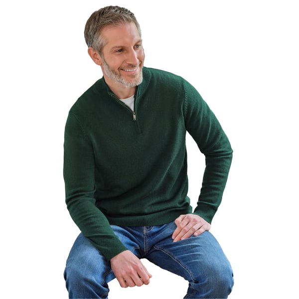 WoolOvers Mens Cashmere Zip Neck Jumper