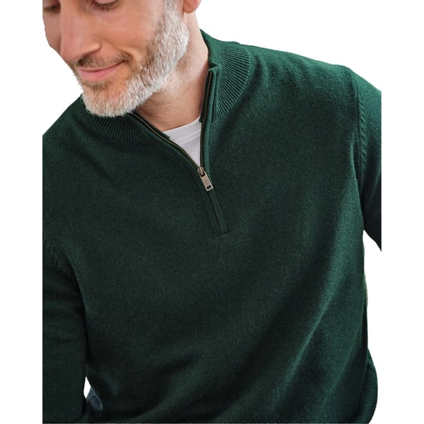 WoolOvers Mens Cashmere Zip Neck Jumper