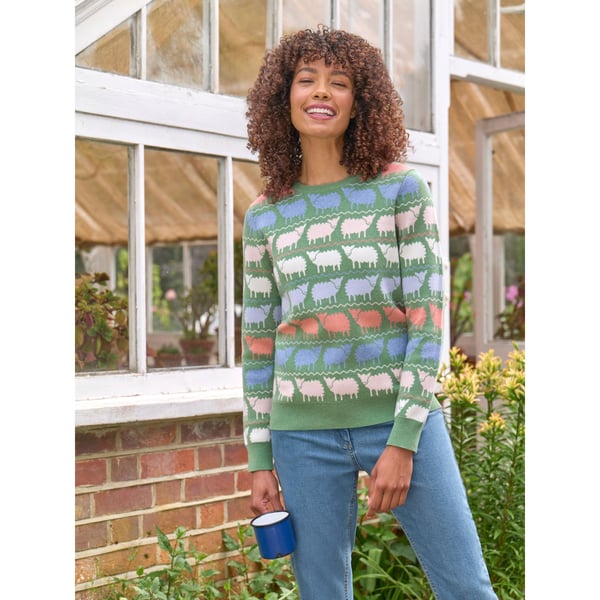WoolOvers Womens/Ladies Pastel Dolly Sheep Jumper WoolOvers Womens/Ladies Pastel Dolly Sheep Jumper