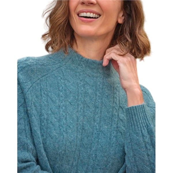 WoolOvers Womens/Ladies Cable Knit Turtle Neck Jumper