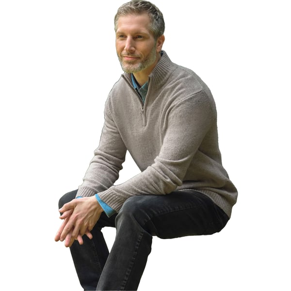 WoolOvers Mens Lambswool Zip Neck Jumper