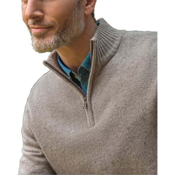 WoolOvers Mens Lambswool Zip Neck Jumper