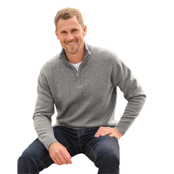 WoolOvers Mens Lambswool Zip Neck Jumper