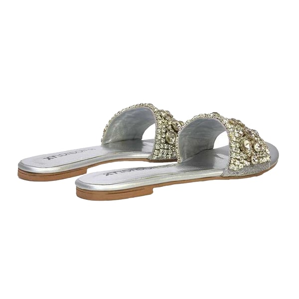 XY London Womens/Ladies Brielle Diamante Metallic Slip-on Flat Sandals
