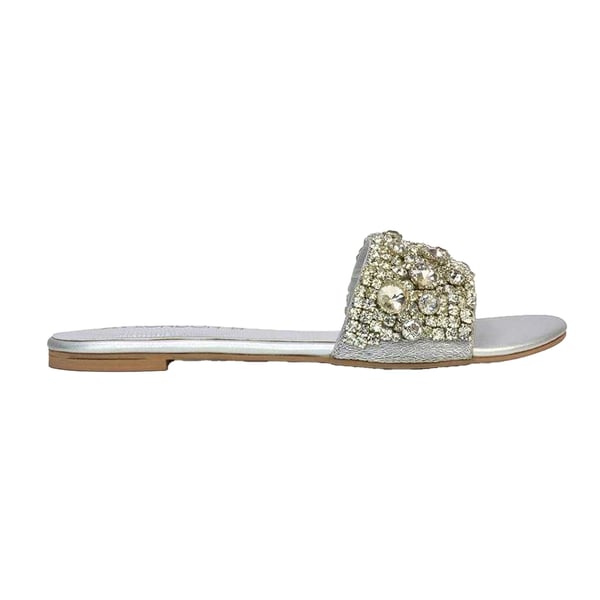 XY London Womens/Ladies Brielle Diamante Metallic Slip-on Flat Sandals