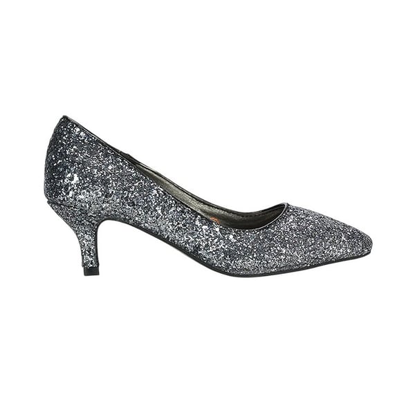 XY London Dam/Kvinnor Gwyneth Glitter Kitten Heel Pumps