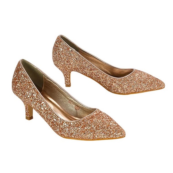 XY London Dam/Kvinnor Gwyneth Glitter Kitten Heel Pumps