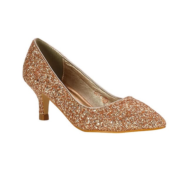 XY London Dam/Kvinnor Gwyneth Glitter Kitten Heel Pumps