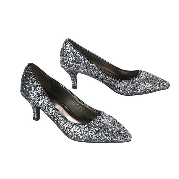 XY London Dam/Kvinnor Gwyneth Glitter Kitten Heel Pumps