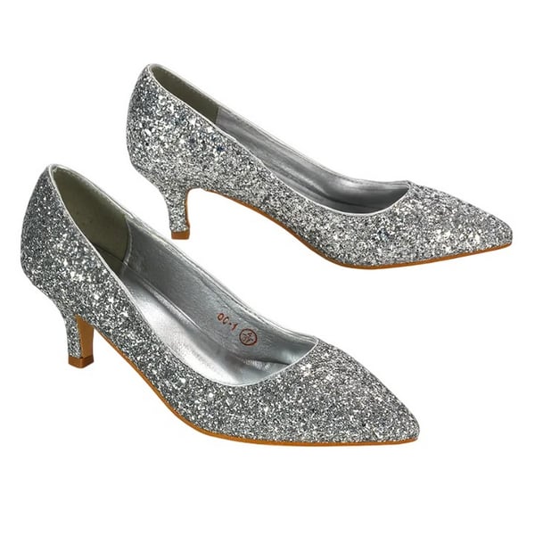 XY London Dam/Kvinnor Gwyneth Glitter Kitten Heel Pumps
