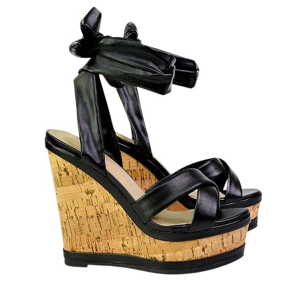 XY London Womens/Ladies Kammie Cork Lace Up Strappy Wedge Sandals
