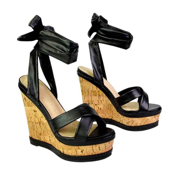 XY London Womens/Ladies Kammie Cork Lace Up Strappy Wedge Sandals