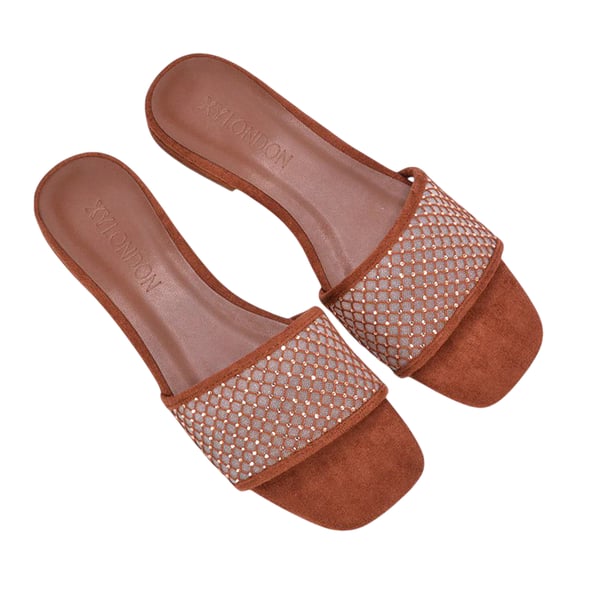 XY London Womens/Ladies Gabrielle Diamante Open Toe Flat Sliders