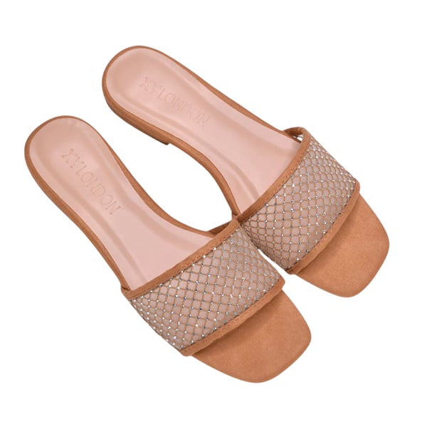 XY London Womens/Ladies Gabrielle Diamante Open Toe Flat Sliders