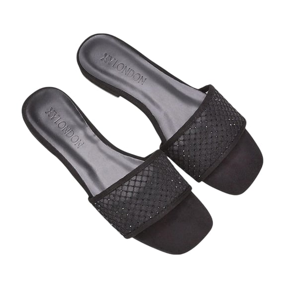 XY London Womens/Ladies Gabrielle Diamante Open Toe Flat Sliders