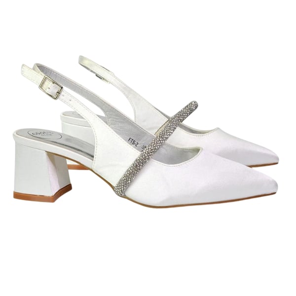 XY London Womens/Ladies Sandie Diamante Sling Back Medium Block Heel Sandals