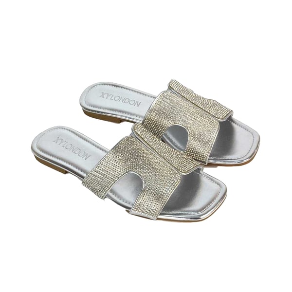 XY London Womens/Ladies Jamie Metallic Sparkly Diamante Flat Sandals